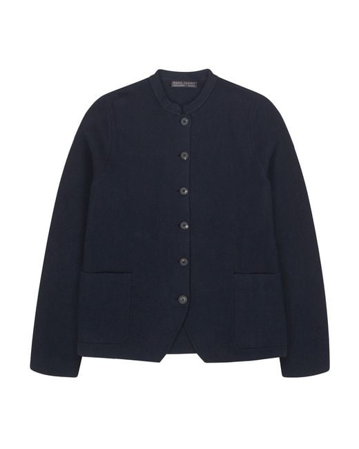 Paul James Knitwear Blue Midweight Cotton Indore Knitted Nehru Jacket