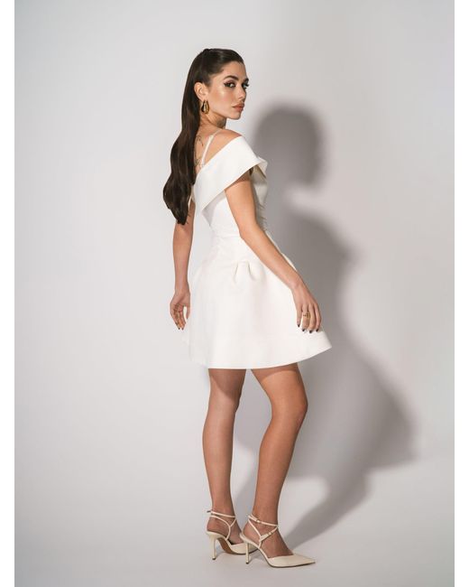 Tia Dorraine Natural Easy To Love Flared Satin Mini Dress Pearl