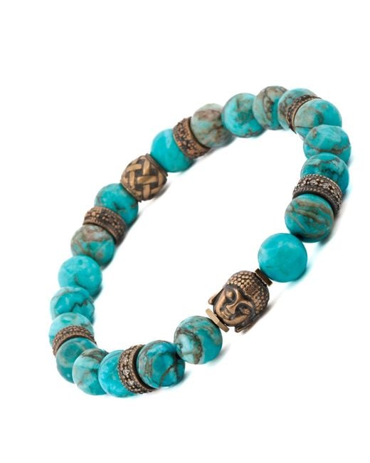 Ebru Jewelry Blue Stone & Buddha Bead Hope Bracelet for men