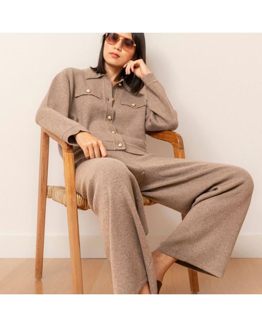 Bel Cashmere Brown Erin Cashmere And Wool Tan Pants