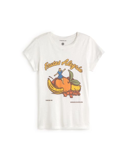 Thinking Mu White Frutas Mirna Slim T-Shirt