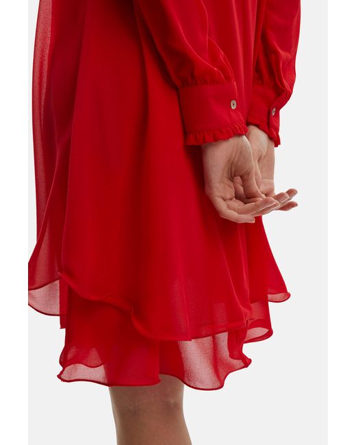 James Lakeland Red Long Sleeve Wave Hem Dress