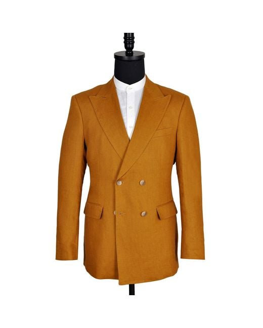 DAVID WEJ Brown Hugo Linen Single Breasted Blazer for men