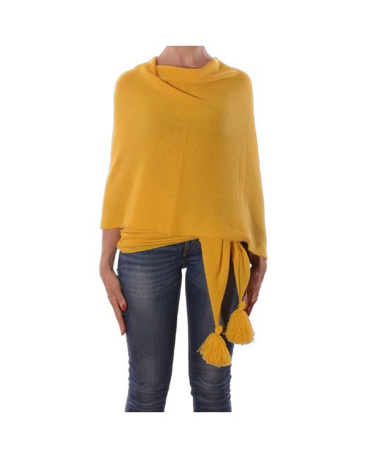 I Rocchi Cashmere Yellow Pure Cashmere Lightweight Poncho