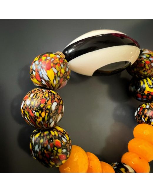 Ebru Jewelry Metallic Chunky Evil Eye African Beaded Bracelet