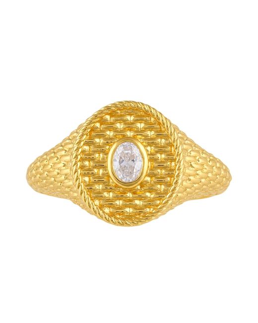 Artisan Metallic 14K Oval Diamond Textured Signet Ring