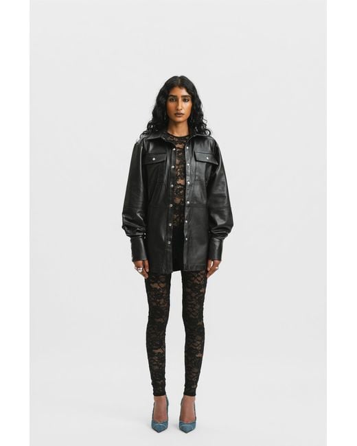 Galleriadele Blue Lamb Leather Shirt
