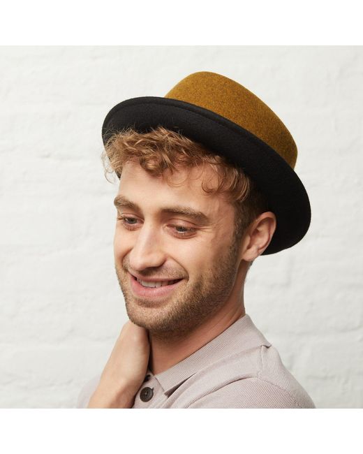 Dasmarca Hats Brown Jackson Mustard Wool Felt Two Toine Porkpie Hat for men