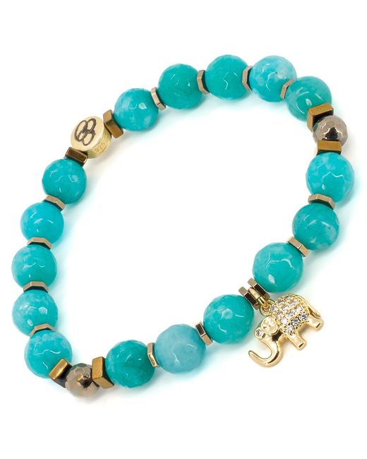 Ebru Jewelry Blue Amazonite Lucky Elephant Beaded Bracelet