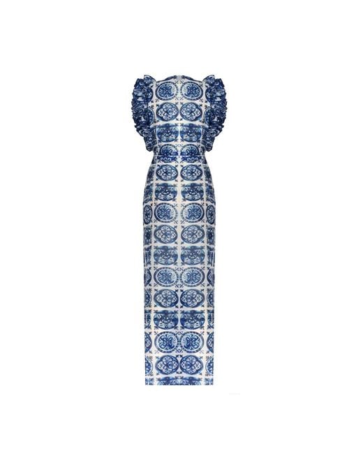 Nur Karaata Blue Joali Bleu Blanc Pareo Dress