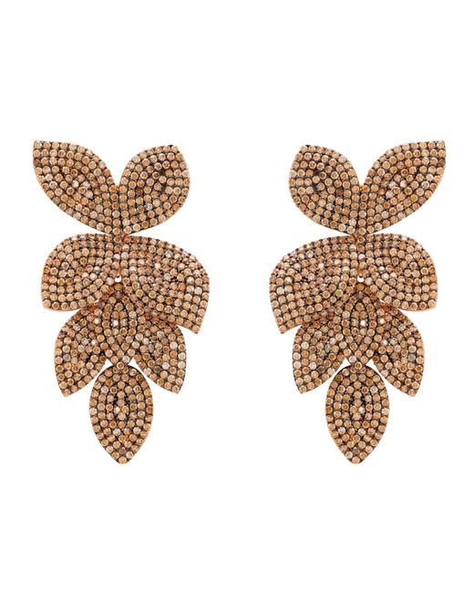 Latelita London Metallic Petal Cascading Flower Earrings Rosegold Champagne