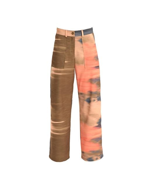 Lalipop Design Orange Soft Drape Straight-Leg Pants