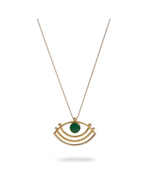 Ebru Jewelry Metallic Eternal Vision Emerald Eye Necklace