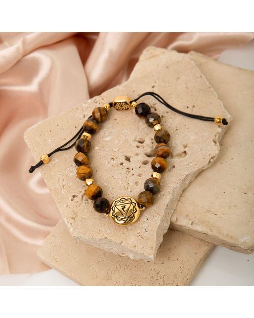 Seven Saints Metallic Solar Plexus Chakra Tiger's Eye Energy Protection And Psychic Power Bracelet