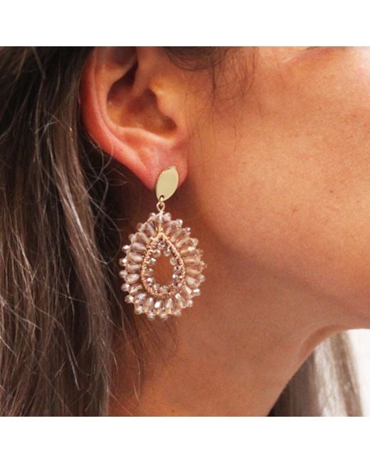 LOTT.gioielli Metallic Neutrals Robin Silk Drop Crystal S Champagne Earrings