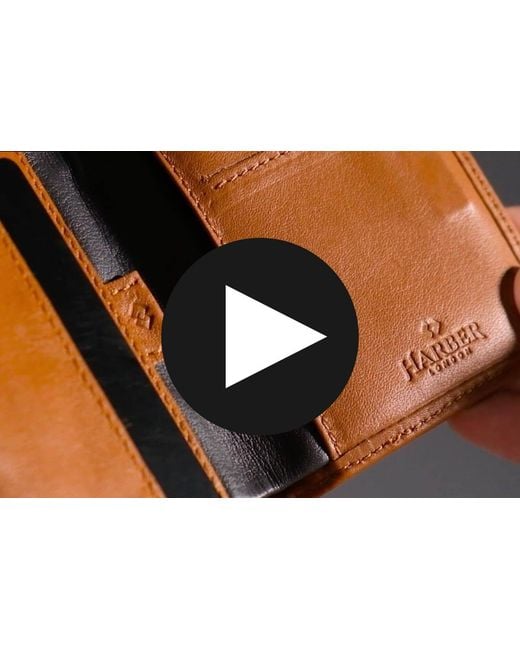 Harber London Blue Leather Bifold Wallet With Rfid Protection for men