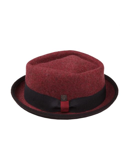 Dasmarca Hats Red Jackson Burgundy Wool Felt Two Tone Porkpie Hat for men