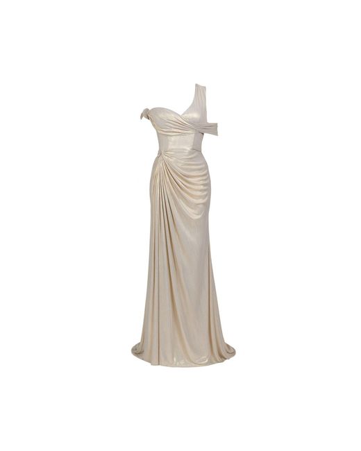 Date Boutique Natural Aurelia Liquid Draped Gown