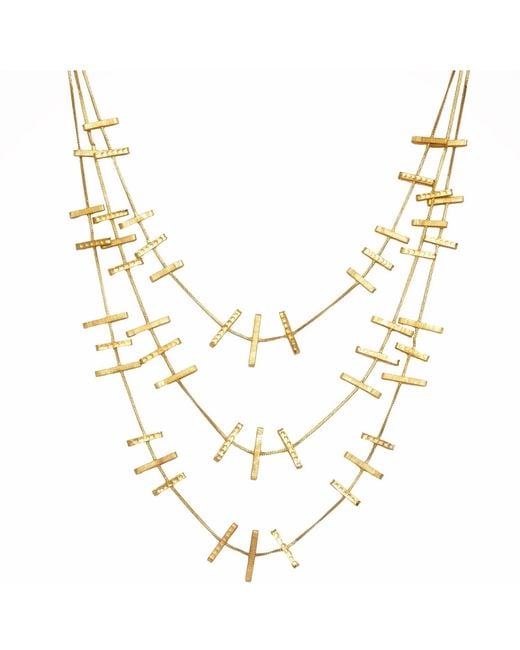 Meraki by Rashmi Bajaj Metallic Golden Ladder Layered Necklace