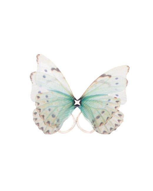 Oana Savu Blue Neutrals Sterling Silk Butterfly Adjustable Ring Cocktail Party Jewelry