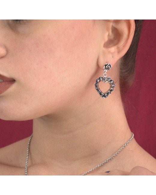 Unaloe Metallic Loveyou Sterling Heart Rose Drop Earrings – Earrings For – Jewelry For