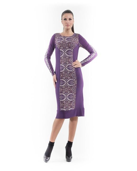 Conquista Purple Stretch Boat Neck Dress