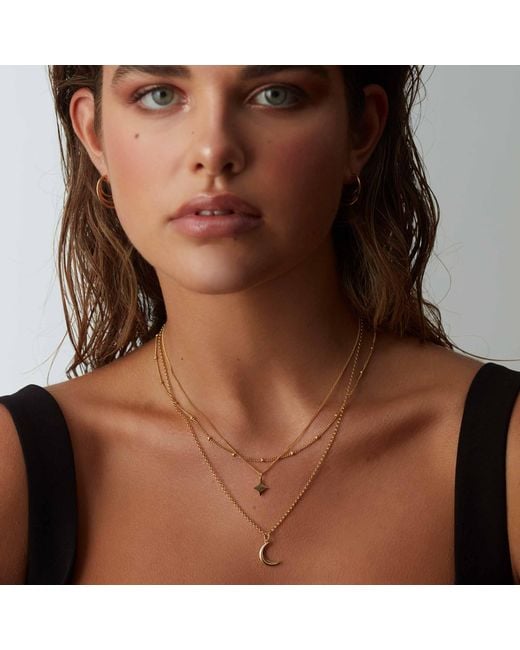 Muru Metallic Mini Crescent Moon Necklace
