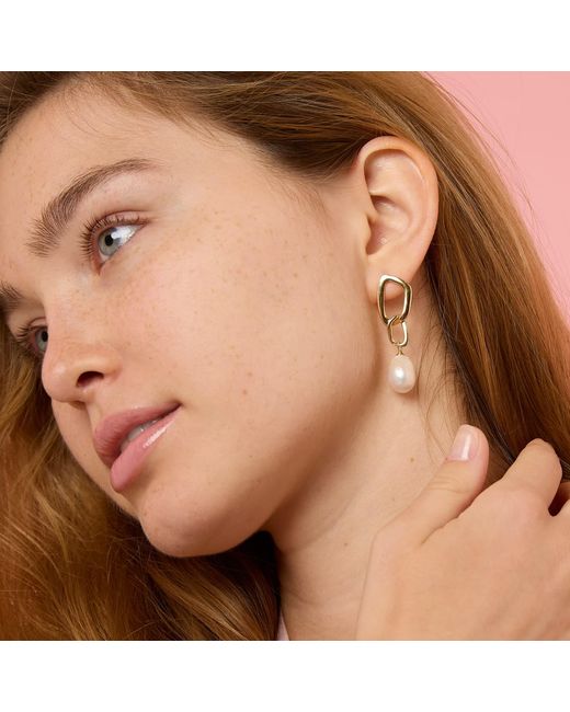 Pearls of the Orient Online Metallic Credo Chunky Drop Earrings With Baroque Cultured Freshwater Pearl