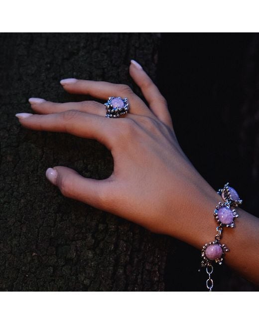 Unaloe Metallic Natural Kunzite Statement Ring