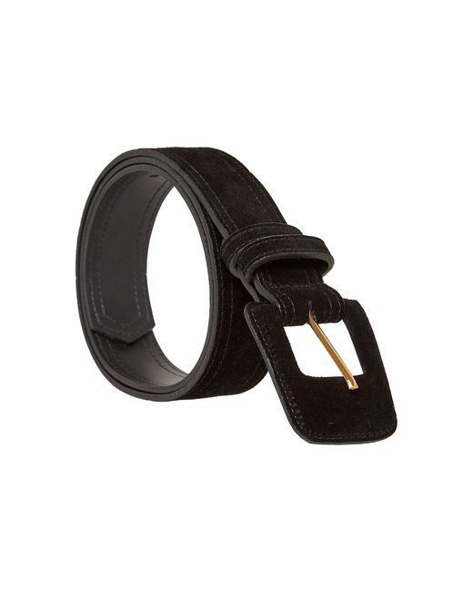 BeltBe Black Suede Rectangle Buckle Belt