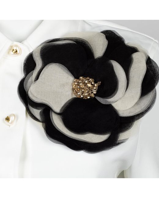 Laines London White Laines Couture Shirt With Embellished & Cream Corsage