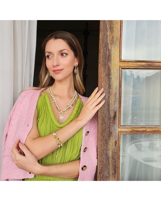 Farra Green Teardrop Prehnite Drop Earrings