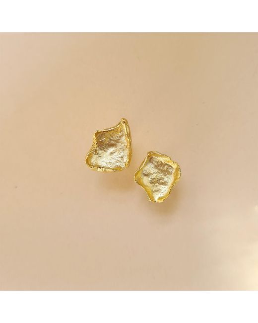 Janus Edinburgh Metallic Textured Suilven Curved Petal Plated Sterling Stud Earrings