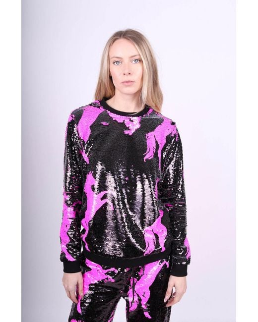 Any Old Iron Pink Pony Reversible Sequin Sweatshirt