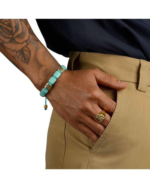 Nialaya Blue Amazonite Dorje Flatbead Bracelet for men