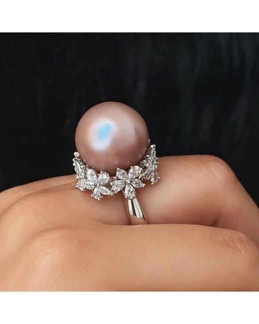 Ninemoo Metallic Celeste Pearl Crown Ring