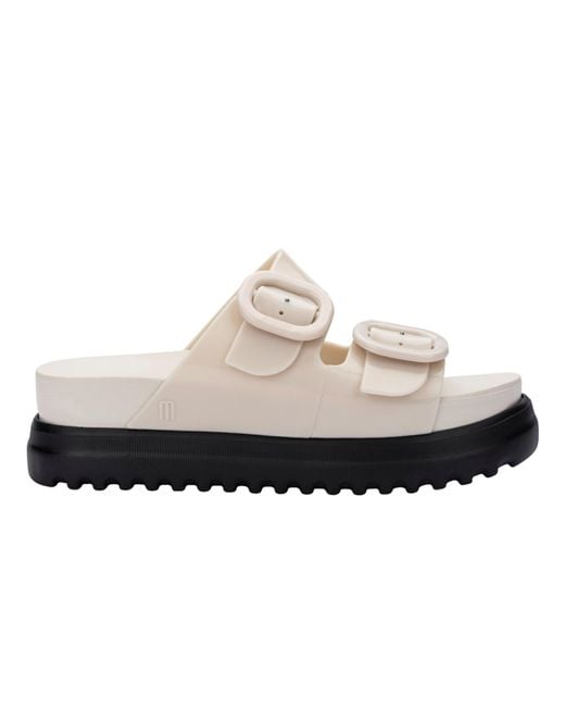 Melissa White Textured Platform Slide Sandals