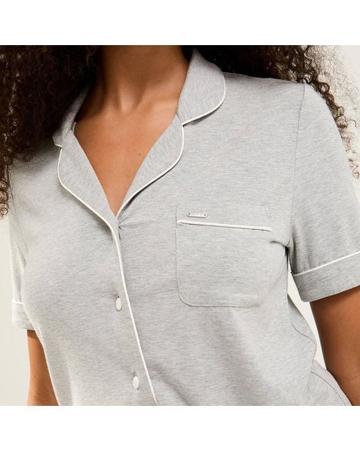 Pretty You London Gray Bamboo Shirt Short Set