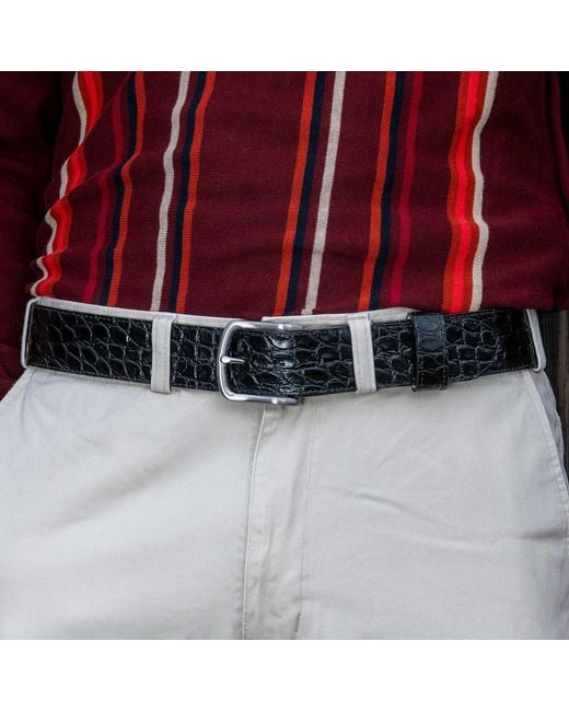 Peachy Belts Ltd Black Croc Print Belt With Buckle for men