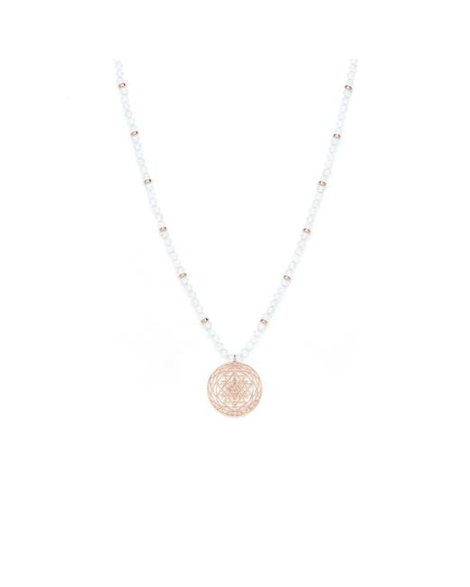 Seven Saints Metallic Sri Yantra Harmonious Energy Necklace, Opal