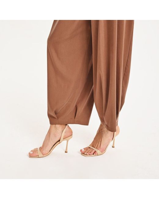 Lalipop Design Brown Neutrals Tencel Blend Relaxed Wide-Leg Pants