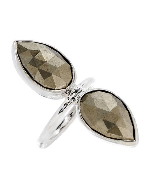 Heather Hawkins Jewelry Metallic Double Lotus Beauty Semi-Precious Custom Cut Gemstone Ring