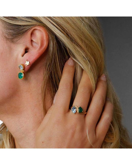 Moon London Multicolor Topaz & Onyx Combo Vermeil Earrings