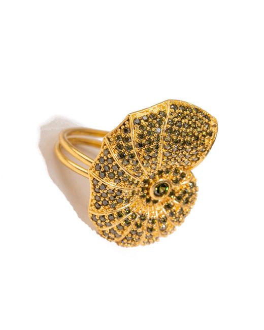 Ebru Jewelry Metallic Mystic Shell Adjustable Chunky Ring