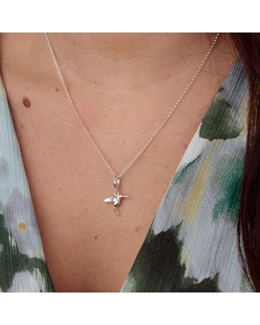 Lily Charmed Metallic Sterling Hummingbird Charm Necklace