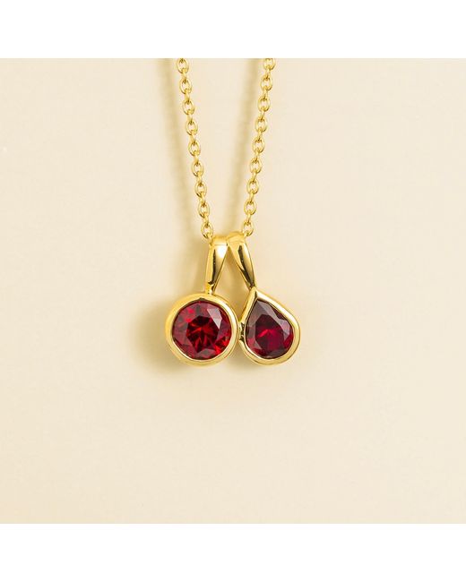 Juvetti Metallic Prunus Necklace Set With Ruby
