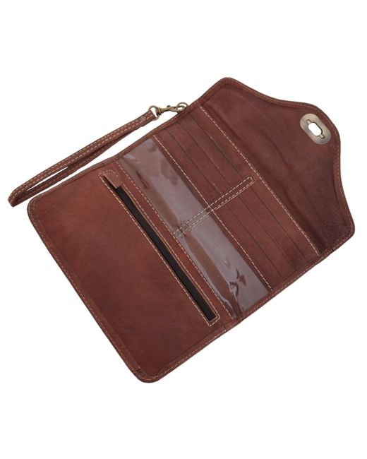 Berber Leather Brown Leather Tri-Fold Purse Dark