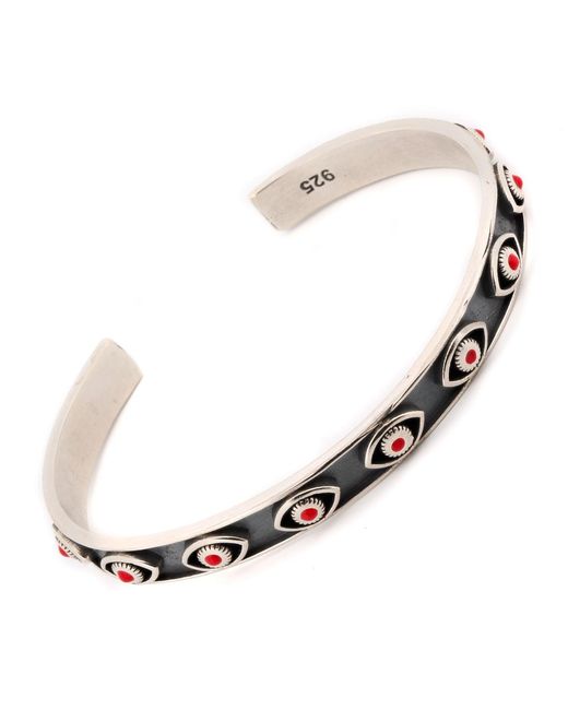 Ebru Jewelry Metallic Coral Evil Eye Sterling Cuff Bracelet for men