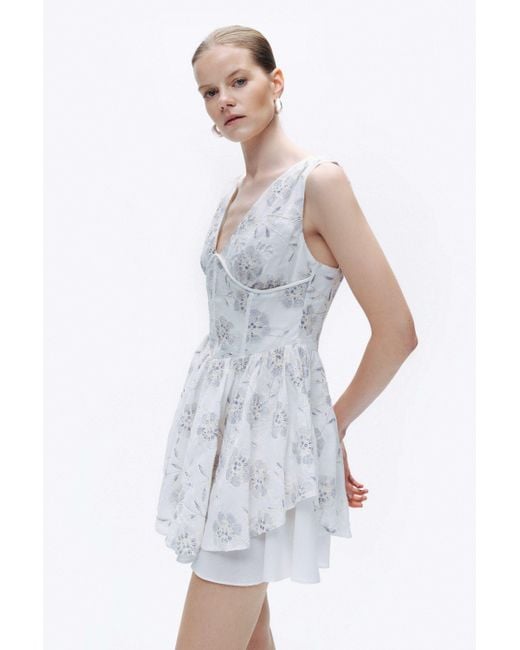 Nocturne White Corset Look Broderie Mini Dress