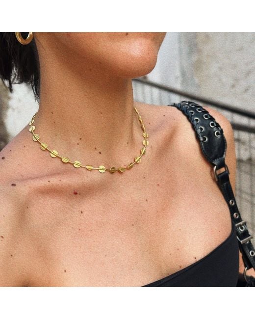 The Pheia Metallic Textured Disc Chain Necklace